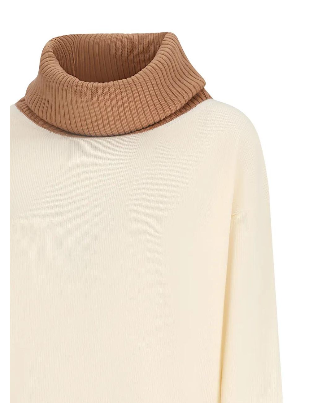 Herno White Wool Colour-Block Jumper