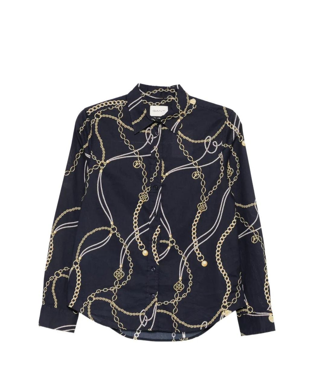 Gant Blue Chain-Print Long-Sleeved Shirt