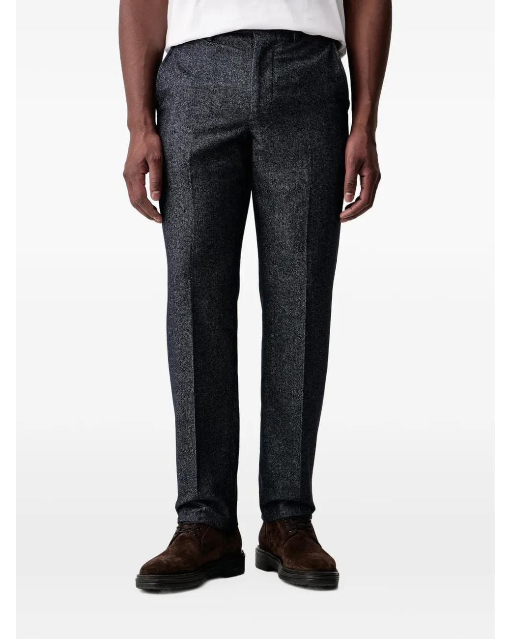 Paul Smith Black Flannel Pressed-Crease Trousers for men