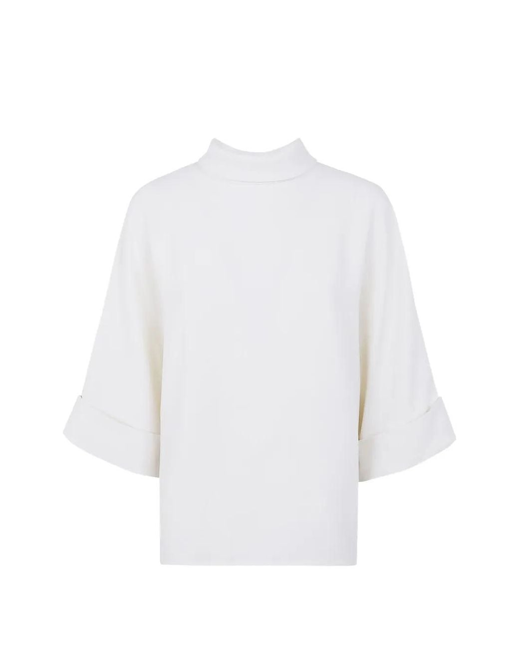 Mark Kenly Domino Tan White Bailee Crepe Georgette Blouse