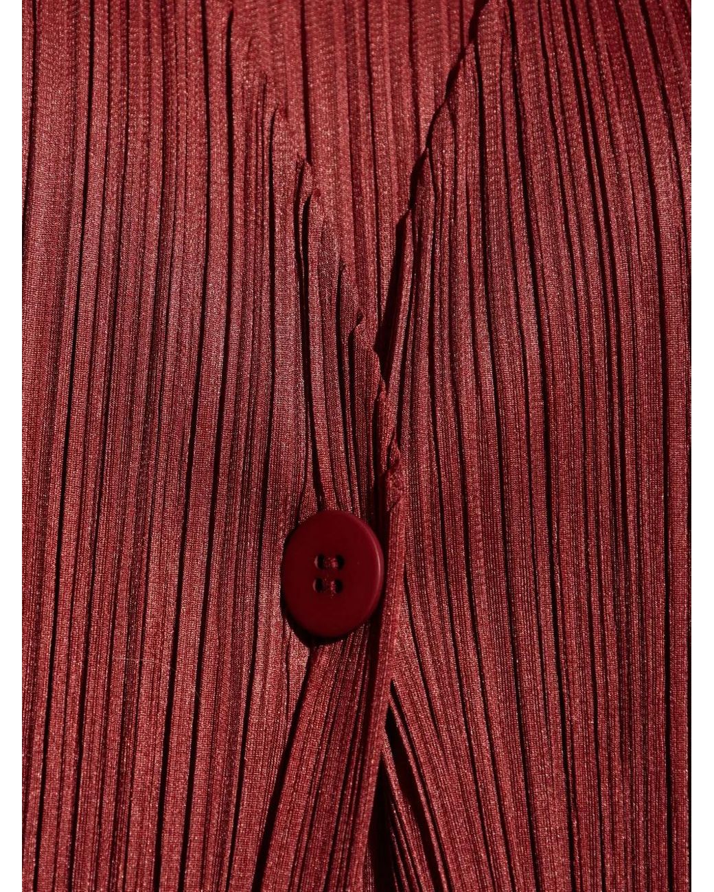 Pleats Please Issey Miyake Red Monthly Colors: October Pleated-Button Coat