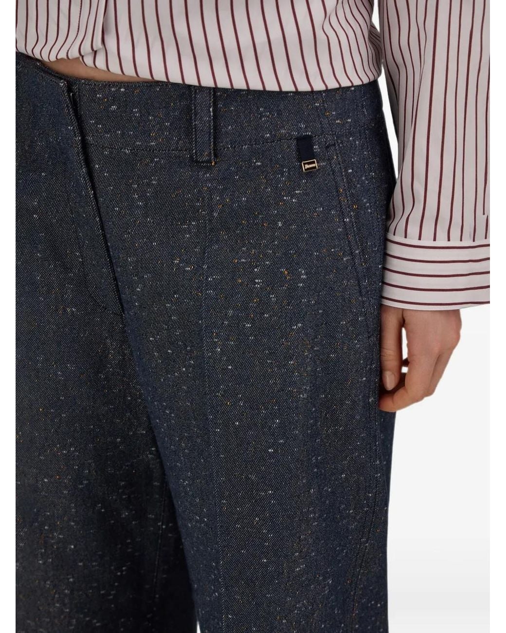 Herno Blue Pantalon À Effet Jean Et Plis Marqués