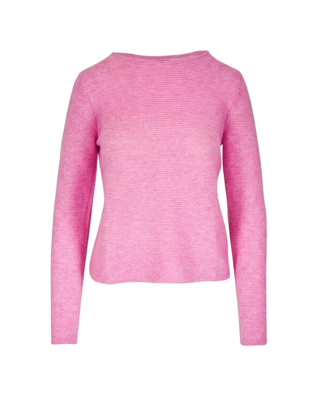 Kinross Cashmere Pink Ribbed-Knit Long-Sleeve Sweater