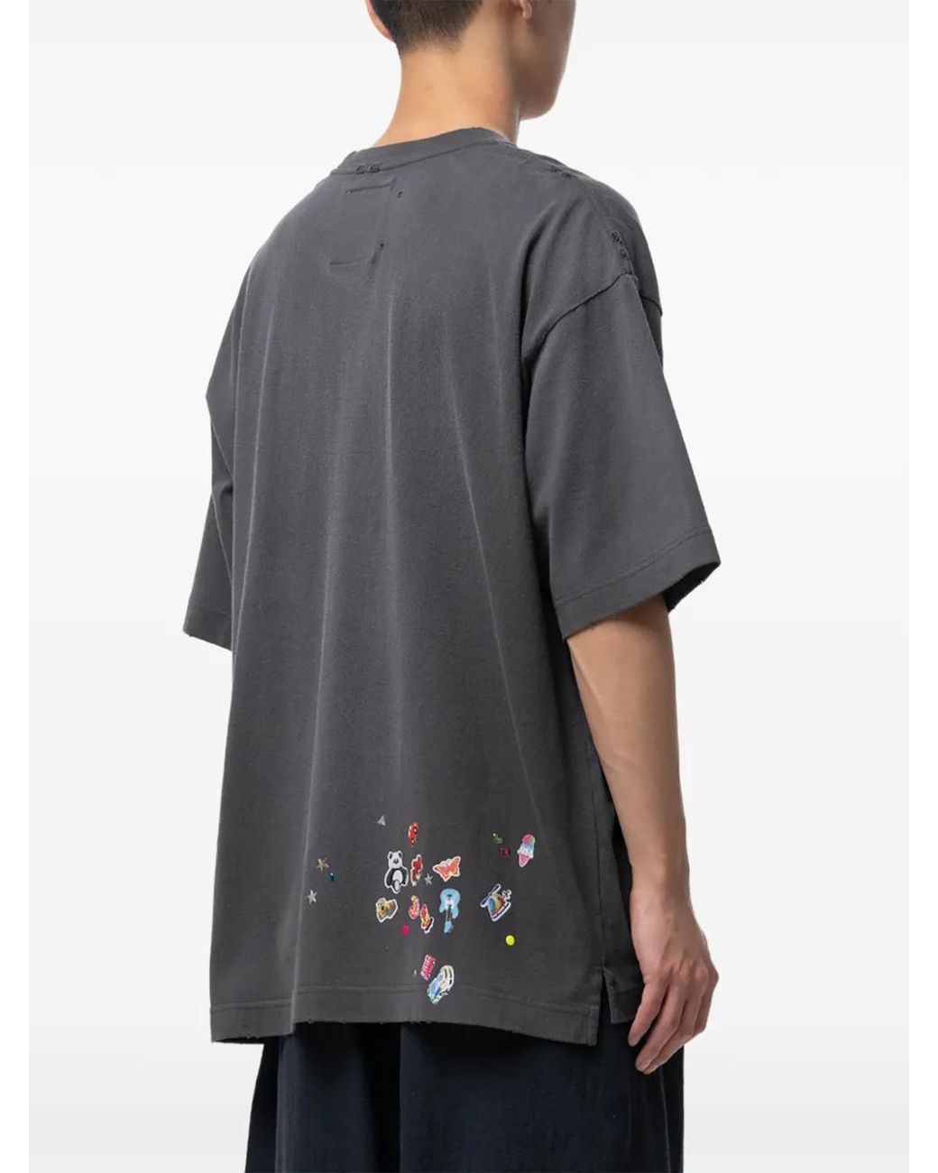 Maison Mihara Yasuhiro Gray T-Shirt À Imprimé Stickers for men
