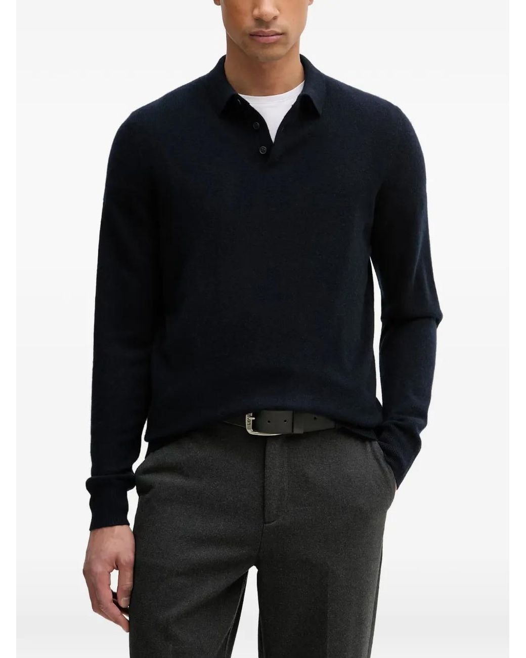 From Future Blue Long-Sleeve Polo Sweater for men