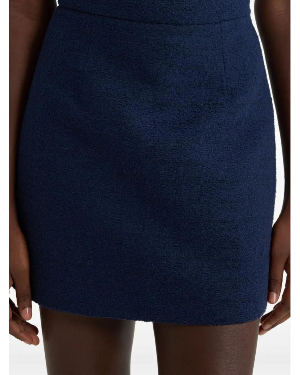 Patou Blue Organic-Cotton Tweed Mini Skirt