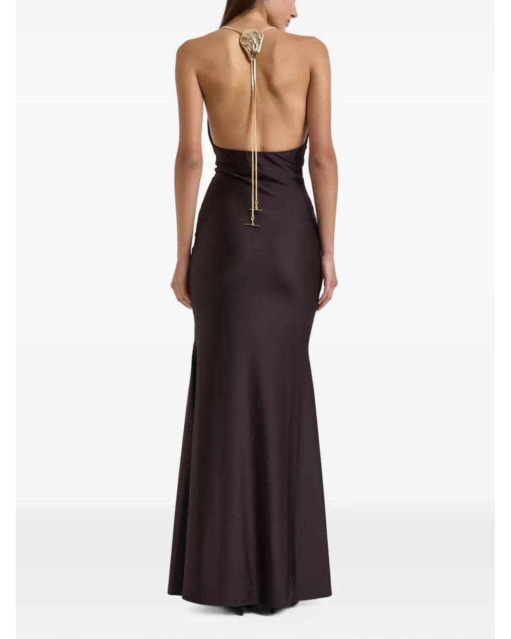 Danamé Brown Calliane Cut-Out Halterneck Maxi Dress