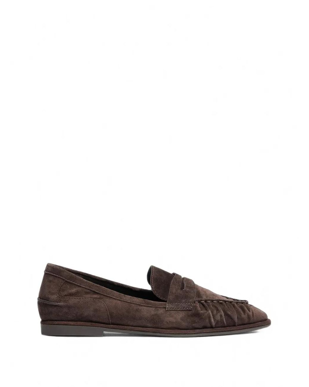 Ash Brown Babe Bis Ruched Suede Loafers