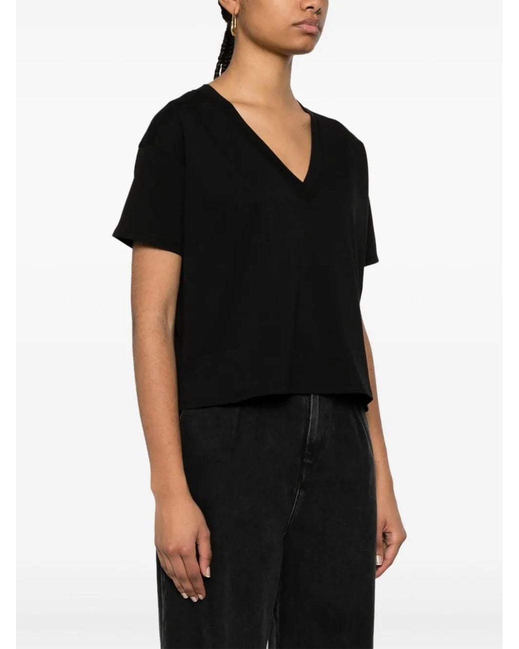 Loulou de Saison Black Tshirt Col V
