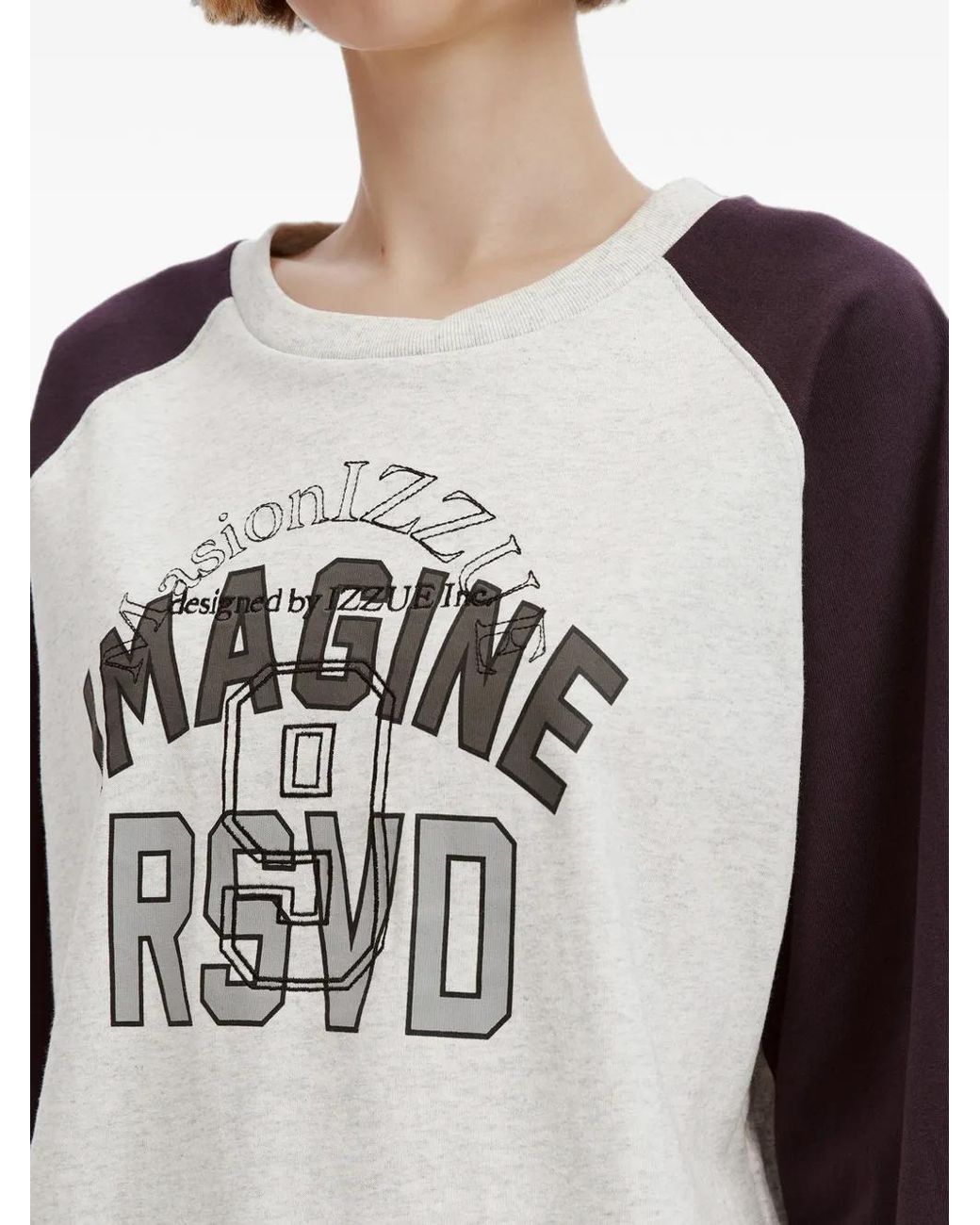 Izzue Gray Raglan-Sleeve Graphic-Print T-Shirt