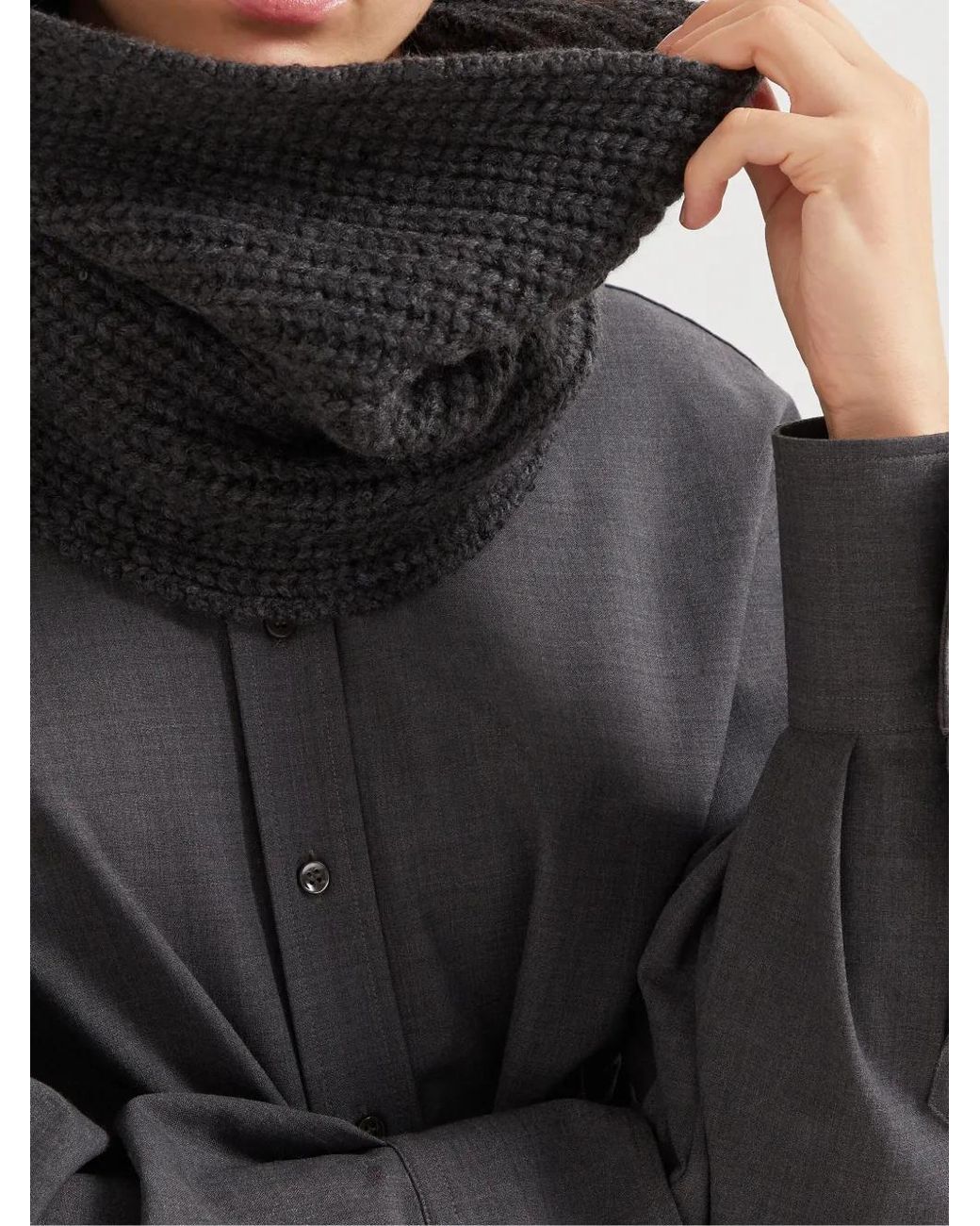 Brunello Cucinelli Blue Cashmere Collar Scarf