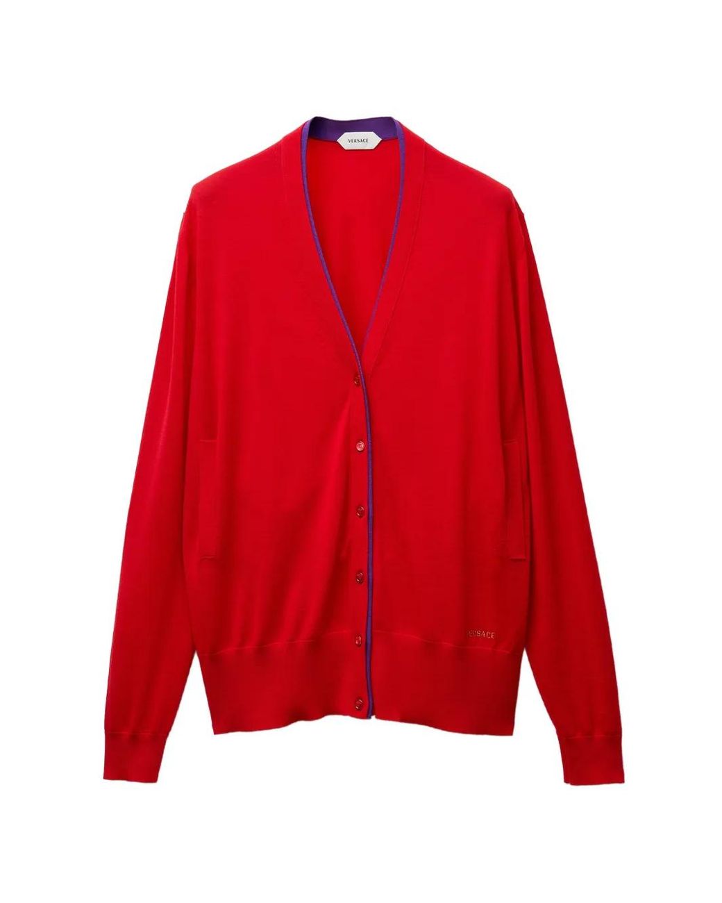 Versace Embroidered Wool Knit Cardigan