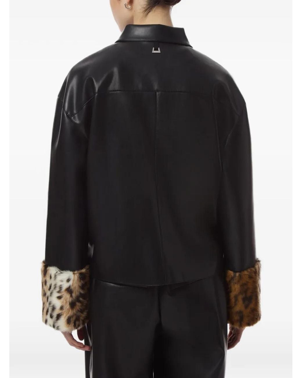 Apparis Black Bobbie Leopard-Cuff Overshirt