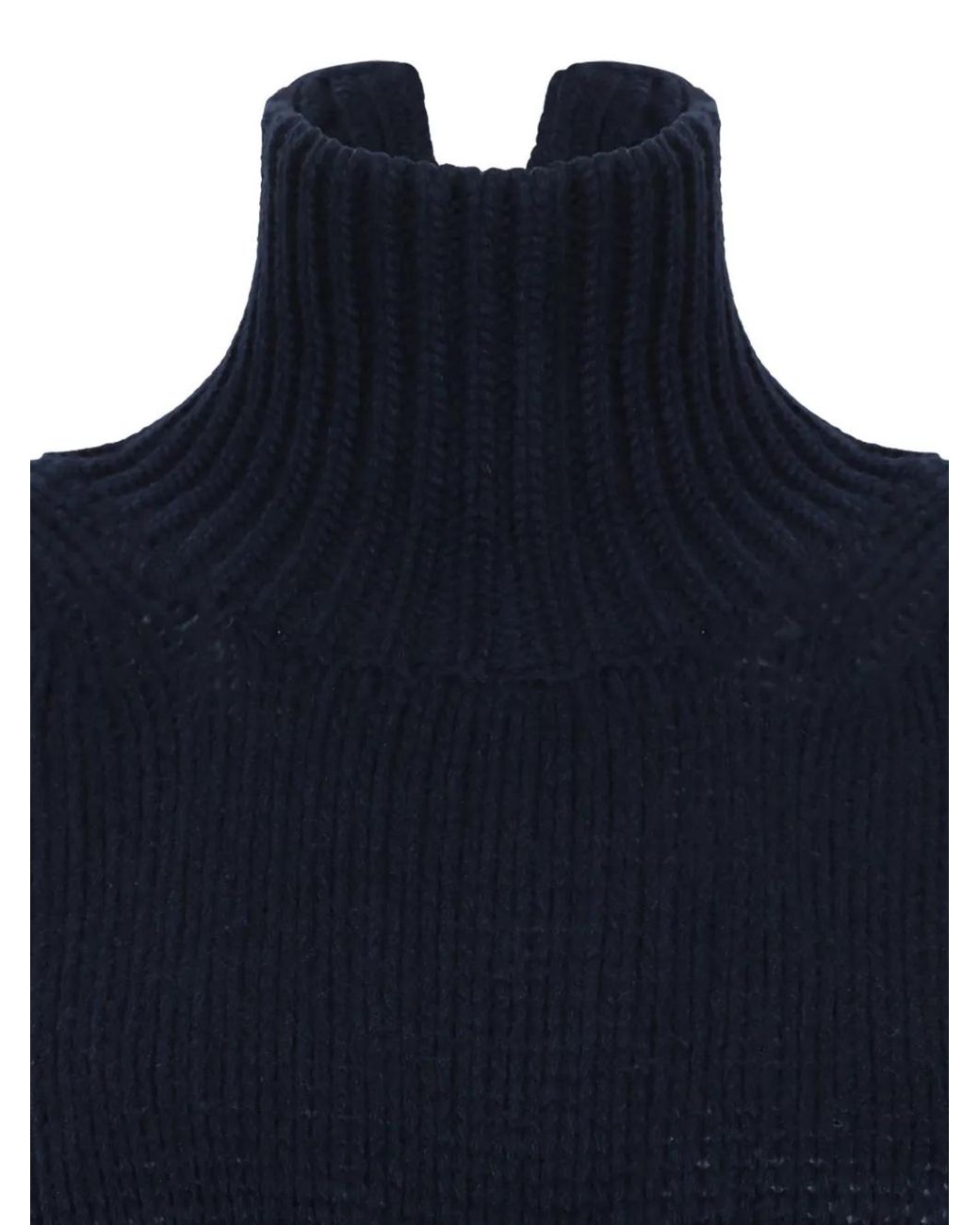 Douuod Blue High-Neck Sweater