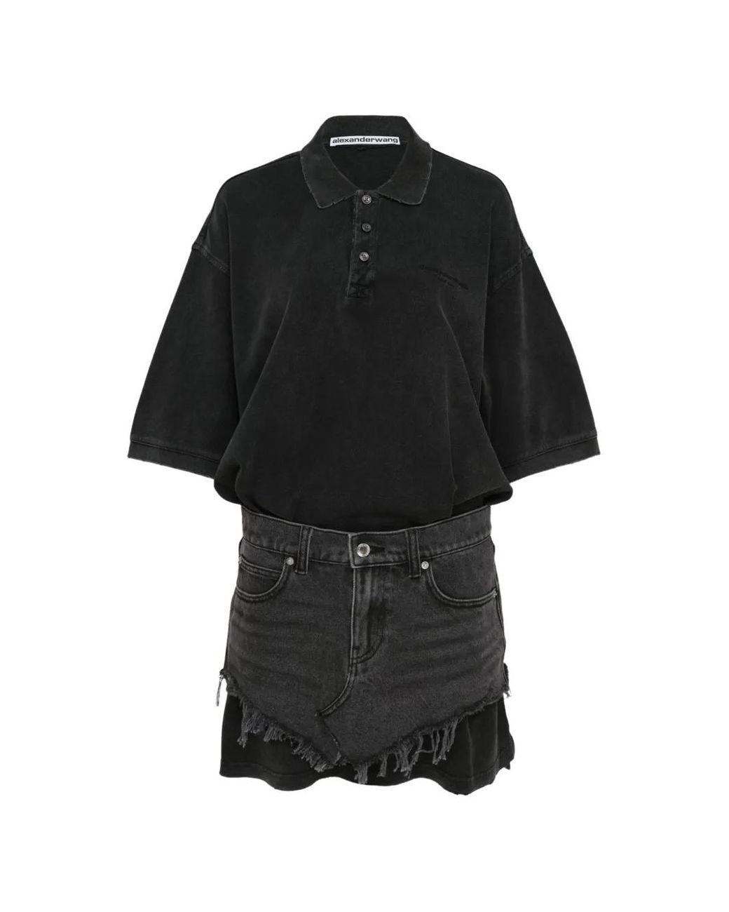 Alexander Wang Black Mini Pre-Styled Frayed Dress