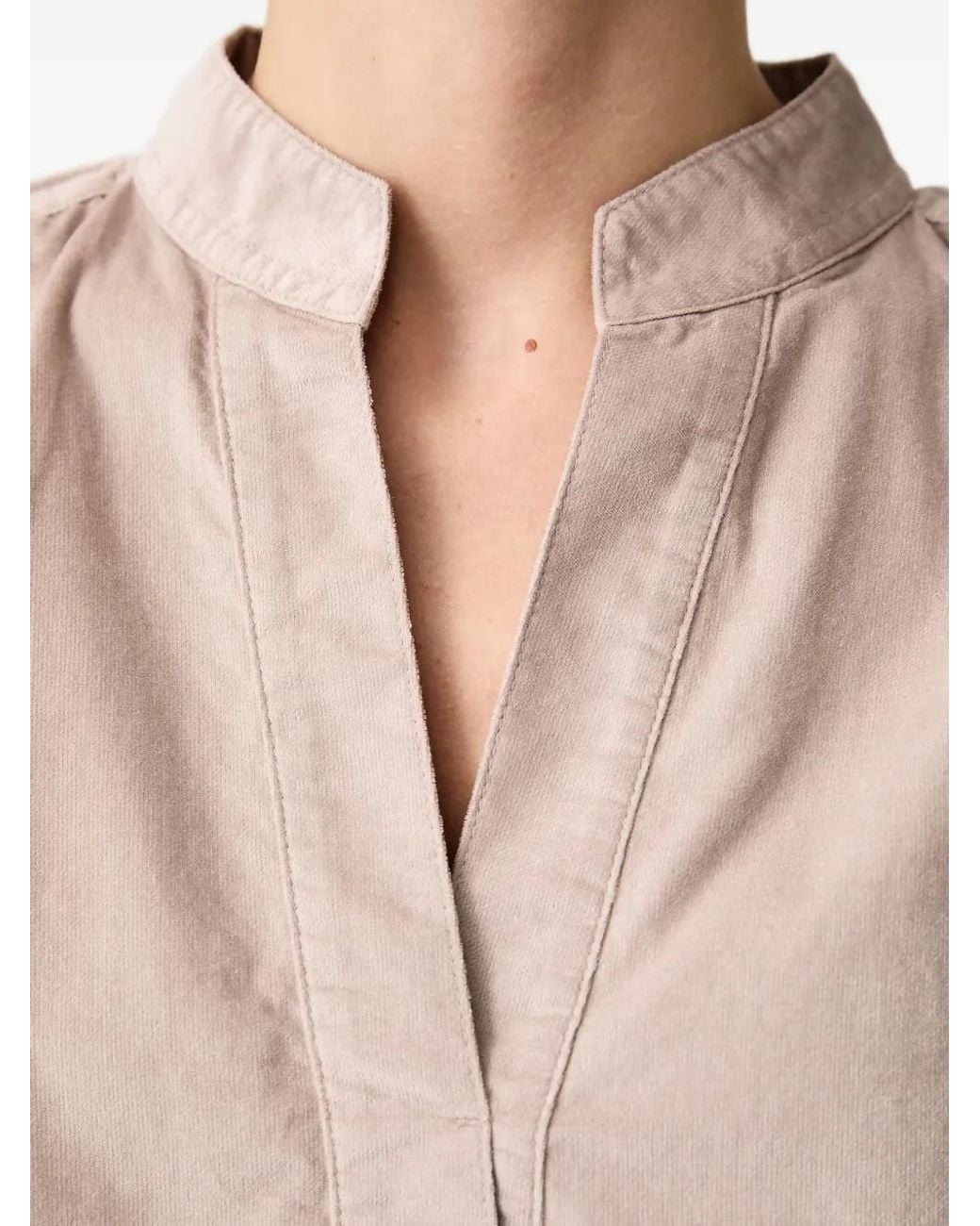 Marc O' Polo Pink Long-Sleeve Velvet-Corduroy Blouse