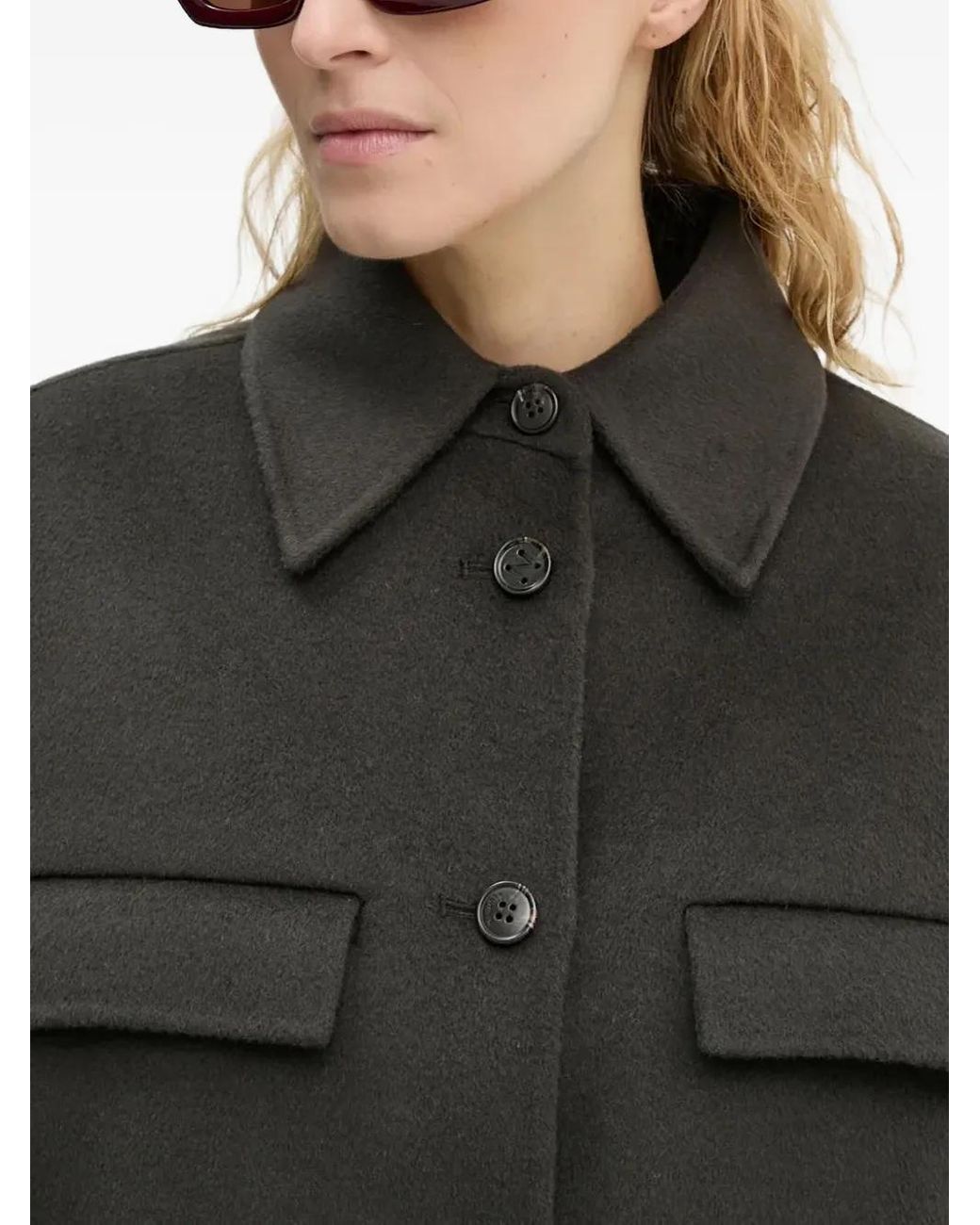 Nanushka Gray Geknöpfte Jacke Mit Klappentaschen