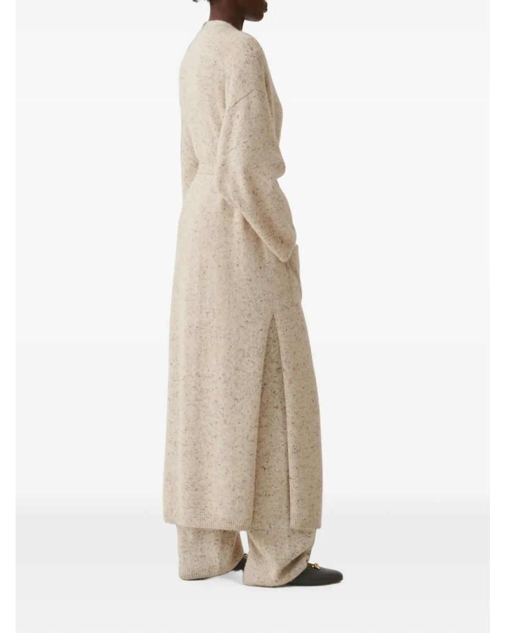 Fabiana Filippi Natural Donegal Belted V-Neck Cardigan