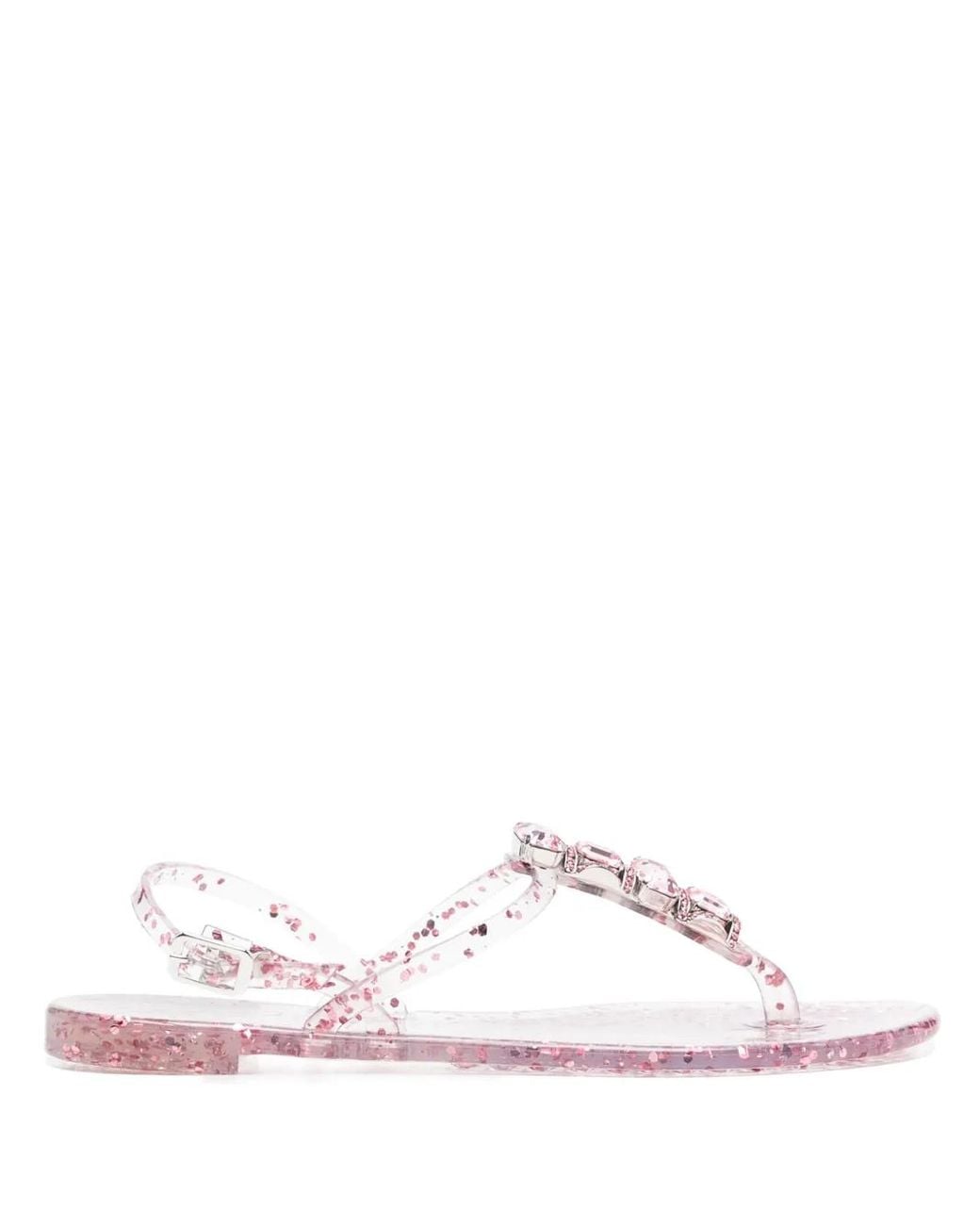 Casadei Pink Crustal-Embellished Jelly Sandals