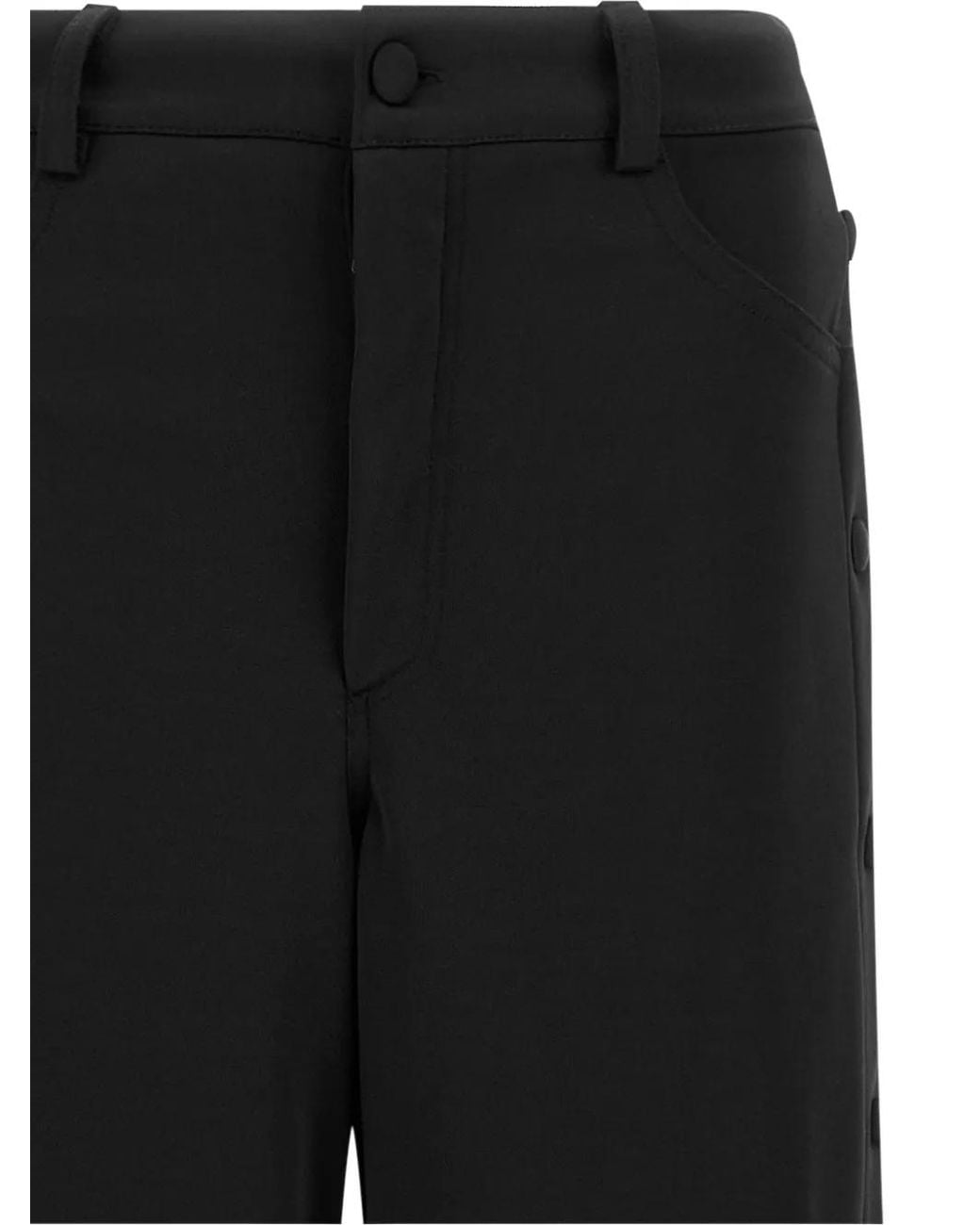 DI.LA3 PARI' Black Button-Detail Wide-Leg Trousers