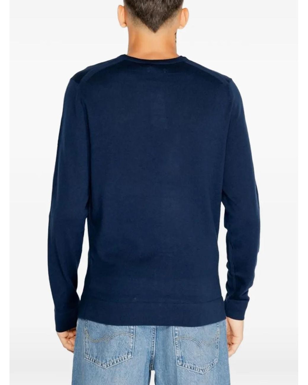 Calvin Klein Blue Merino Wool Crew-Neck Sweater for men