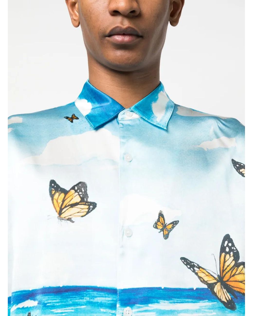 NAHMIAS Blue Butterfly Beach Shirt for men