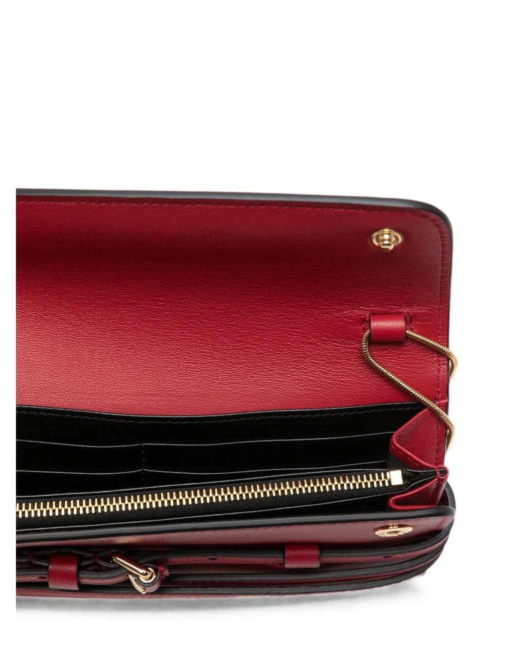 Moschino Red Buckle-Detail Chain-Strap Wallet