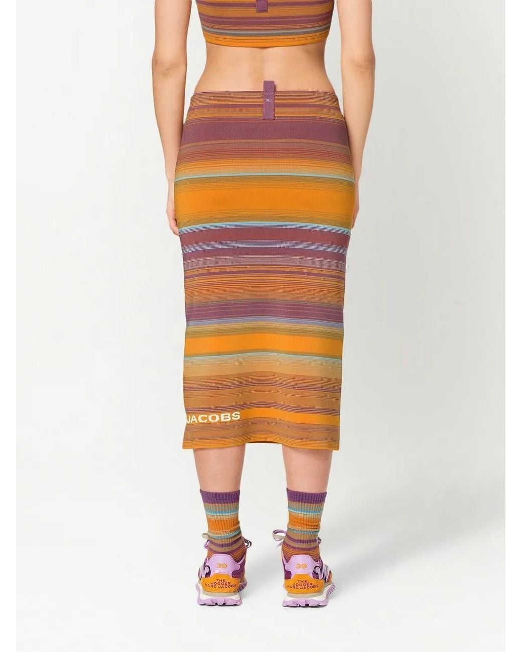Marc Jacobs Gestreepte Mini-Rok in het Orange