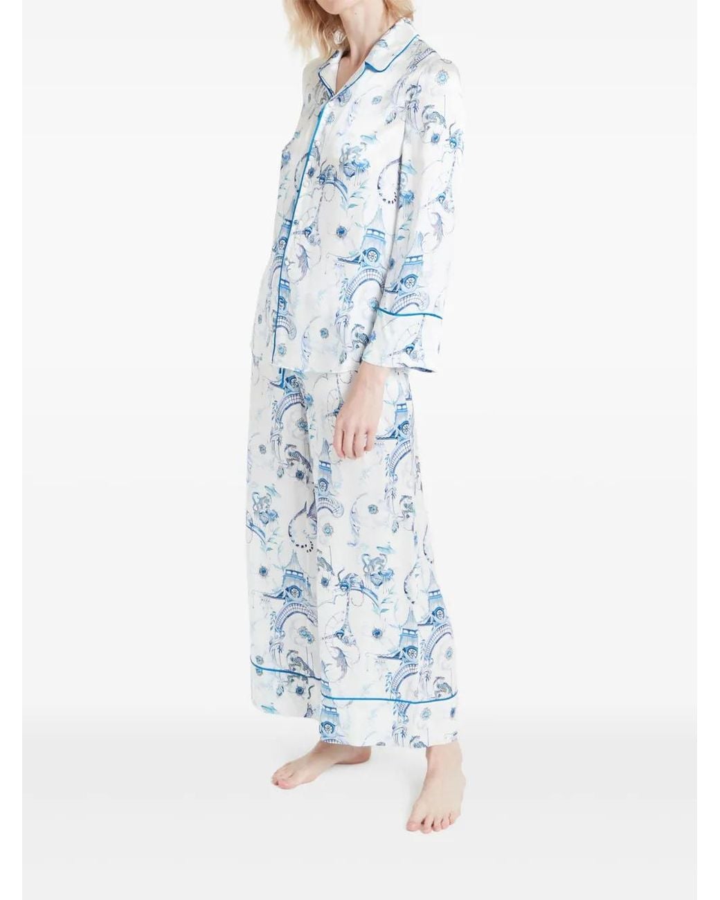 Temperley London Aphrodite Pajama Trousers in Blue | Lyst
