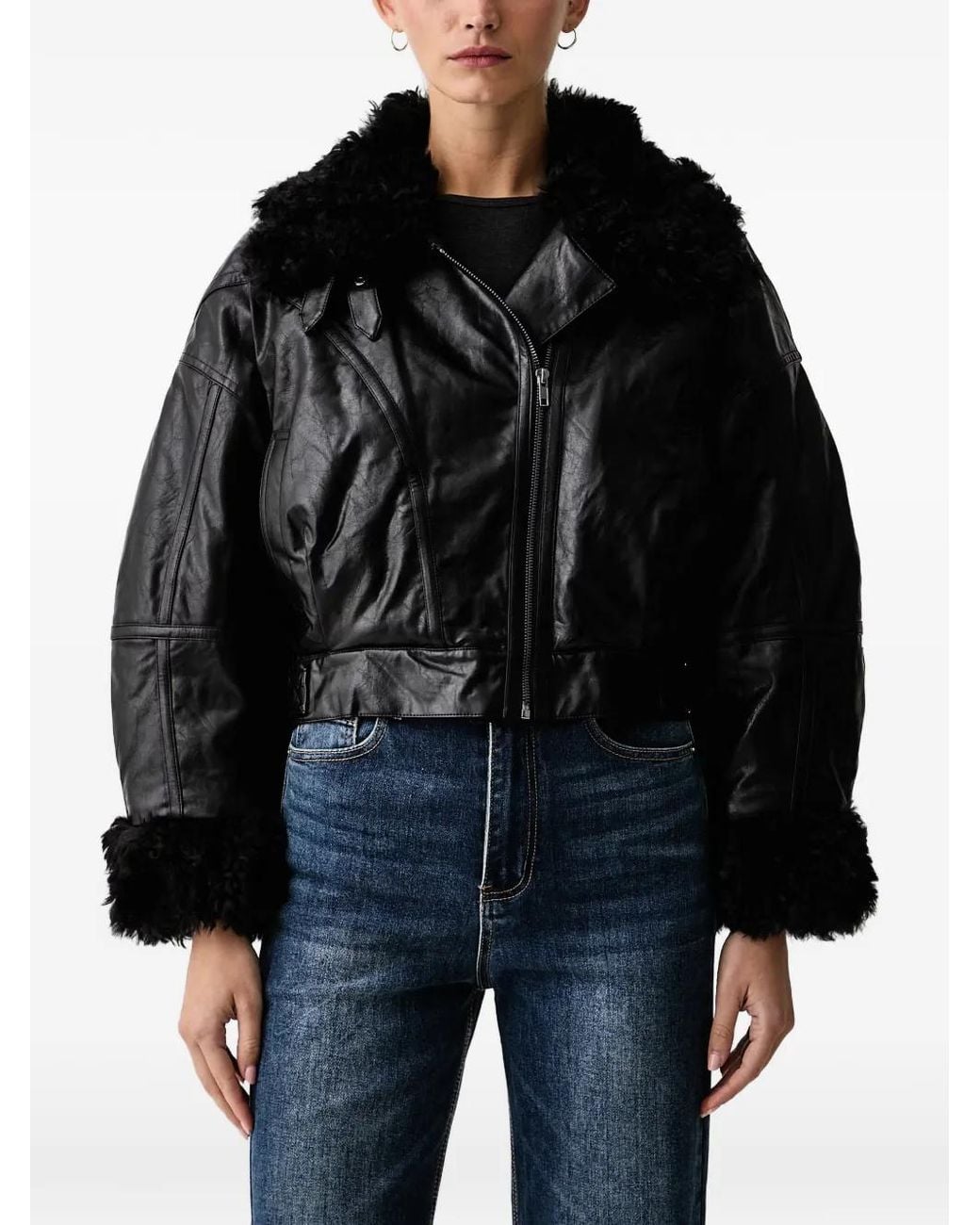 ELEH Black Cropped Zip-Up Jacket