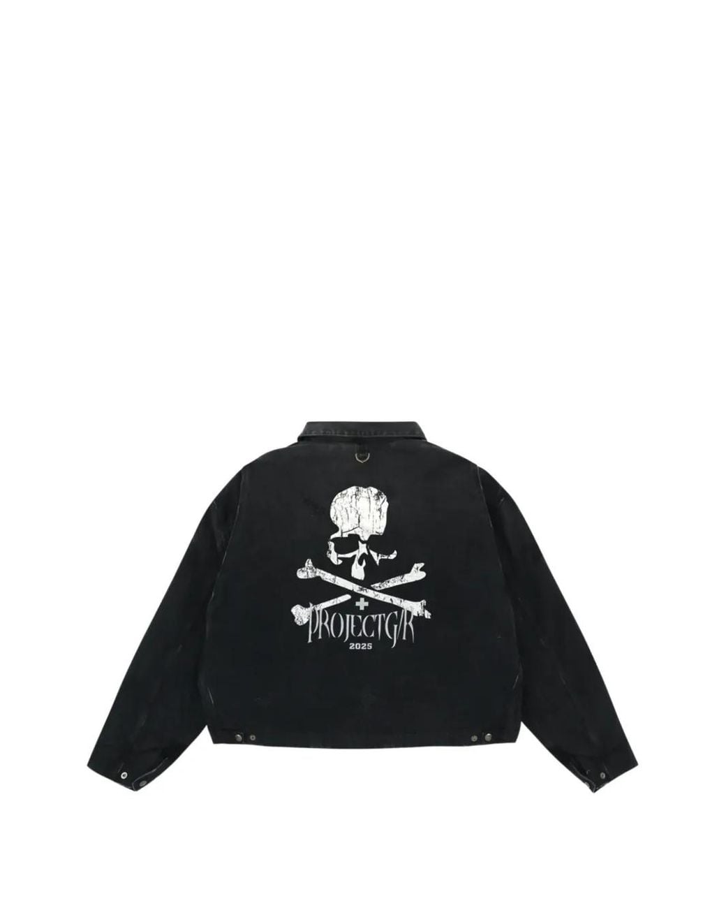 PROJECT G/R Black X Mastermind Distressed Denim Jacket for men
