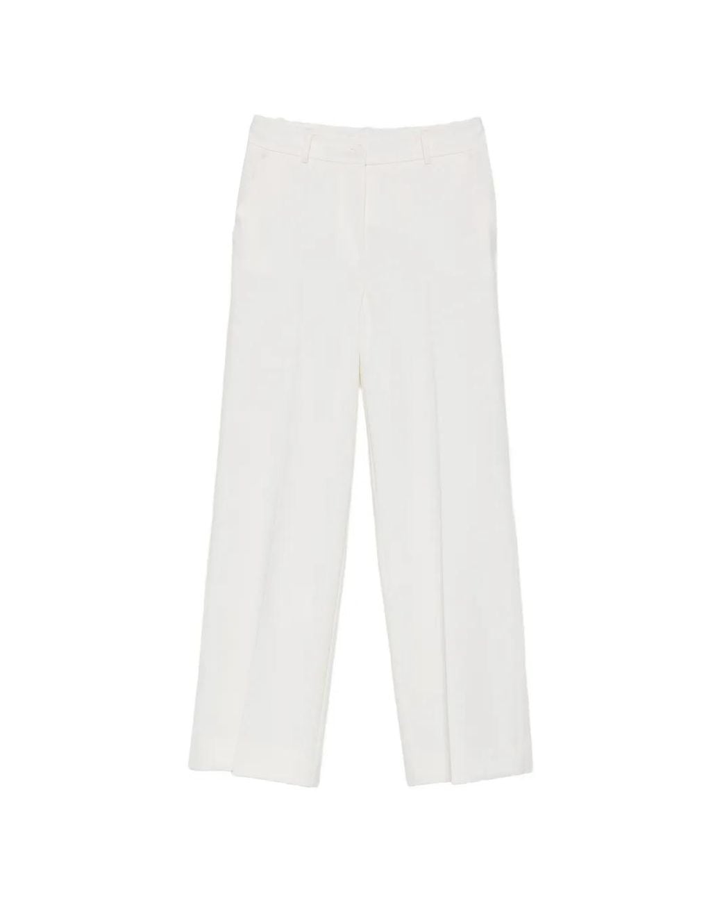 P.A.R.O.S.H. White Pressed-Crease Wide-Leg Trousers