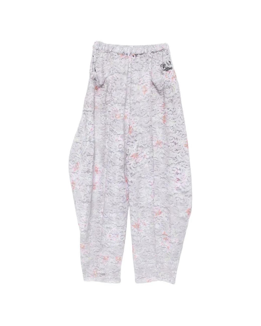 BARBARA BOLOGNA White Floral-Lace Trousers