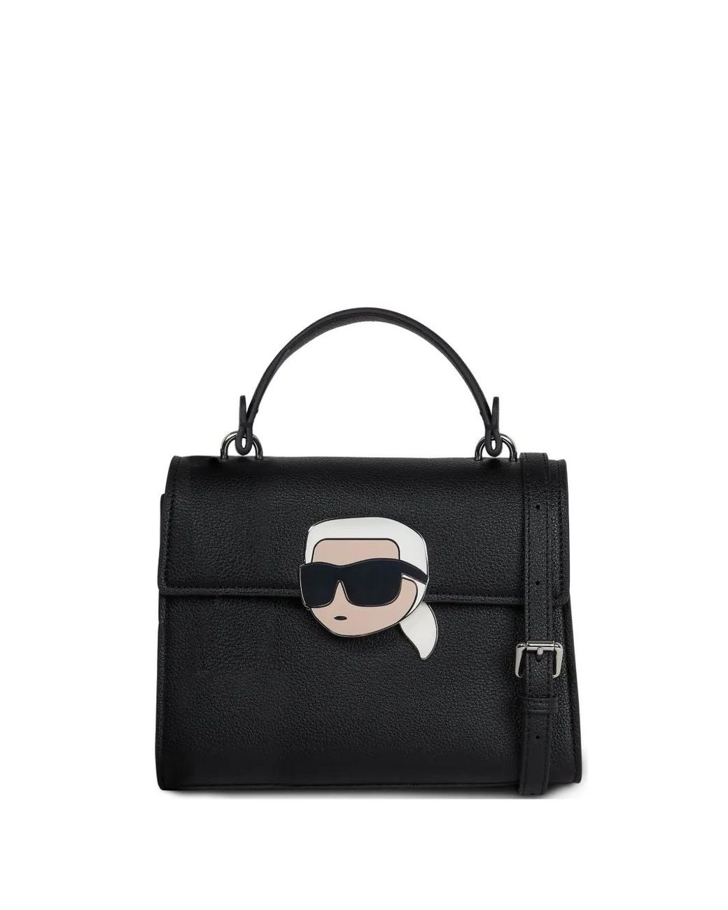 Karl Lagerfeld Leather Cross Body Bag w/ Pearl & Gold Grommet Details