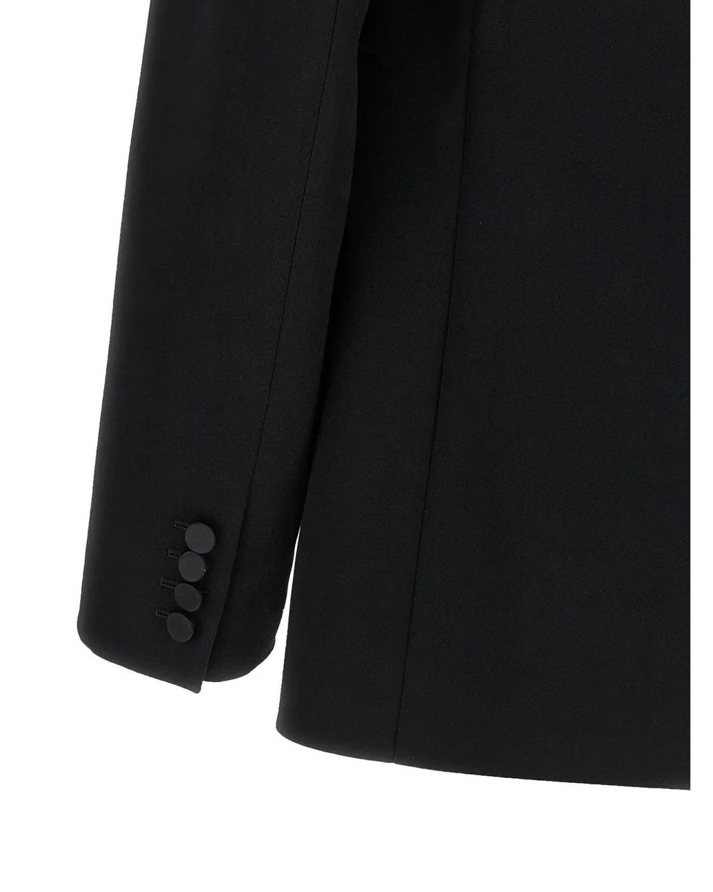 Saint Laurent Black Grain De Poudre Wool Blazer for men