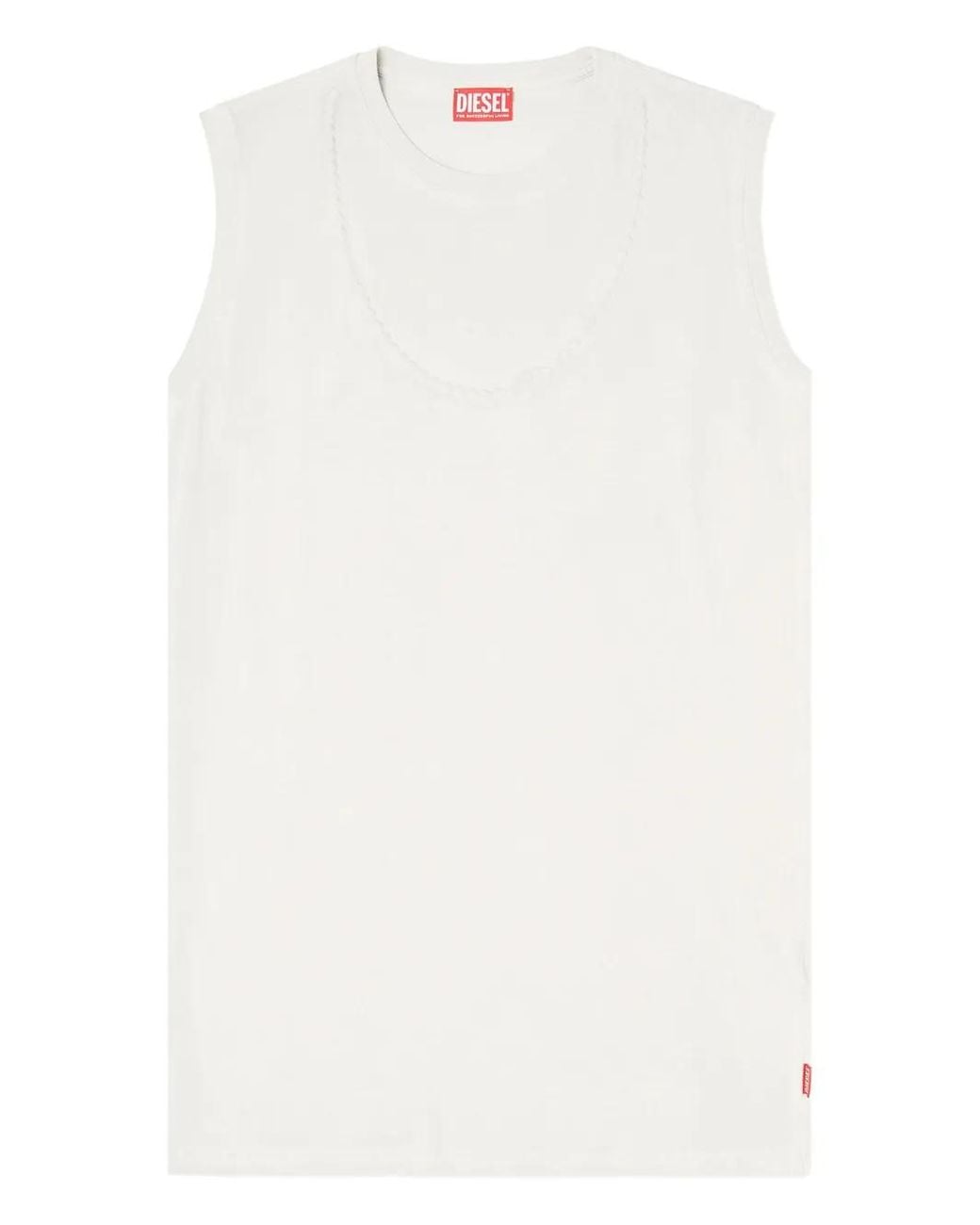 DIESEL White Mini D-Emb Cotton Dress