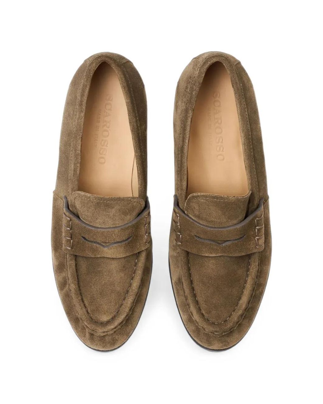 Scarosso Brown Mar Suede Penny Loafers