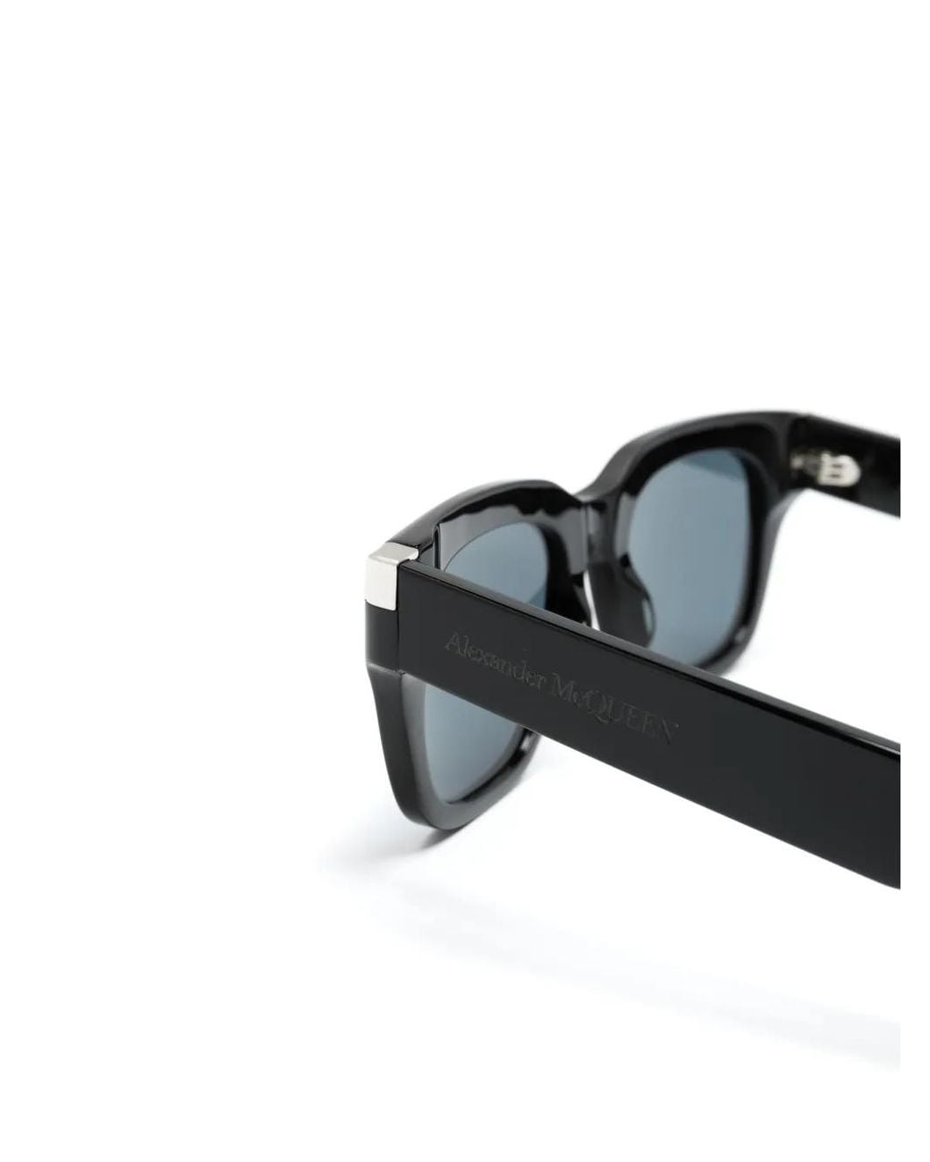 McQueen Blue Logo-Engraved Square-Frame Sunglasses for men