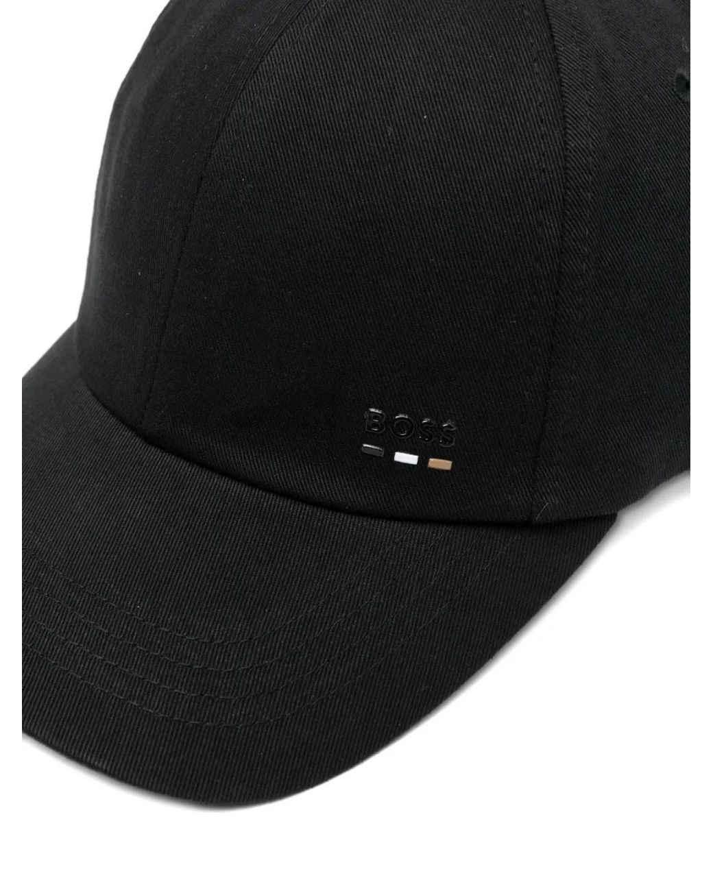 Boss Black Logo-Trim Cotton Baseball Cap for men
