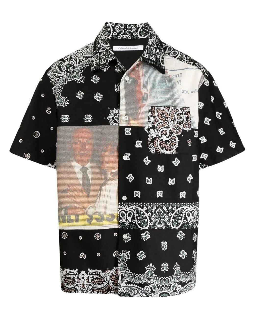 Children of the discordance Black Bandana-Print Cotton Shirt for men