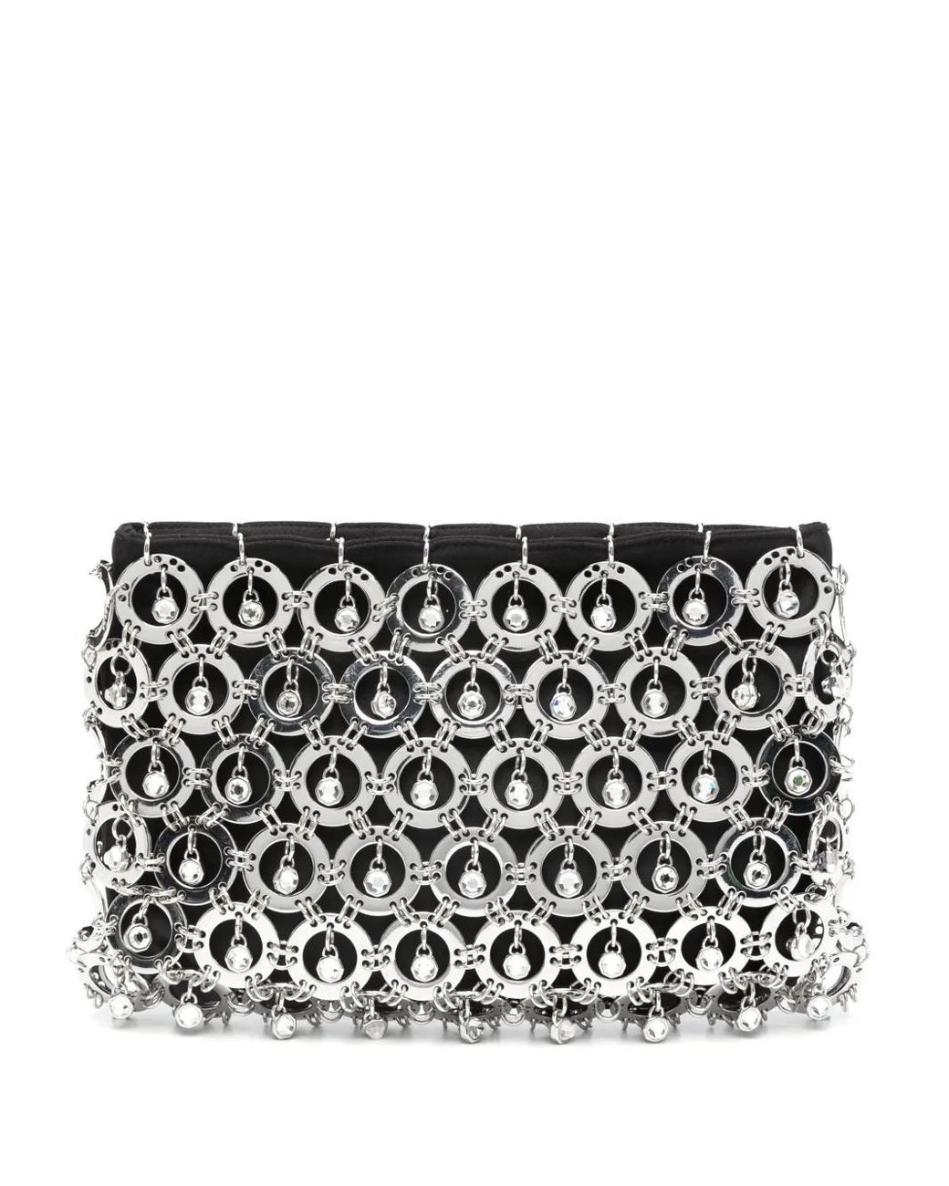 Rabanne Black Metal-Disc Clutch Bag