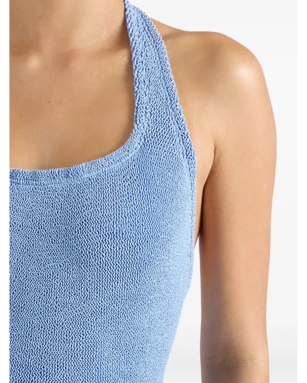 Hunza G Blue Sandy Crinkle-Effect Swimsuit