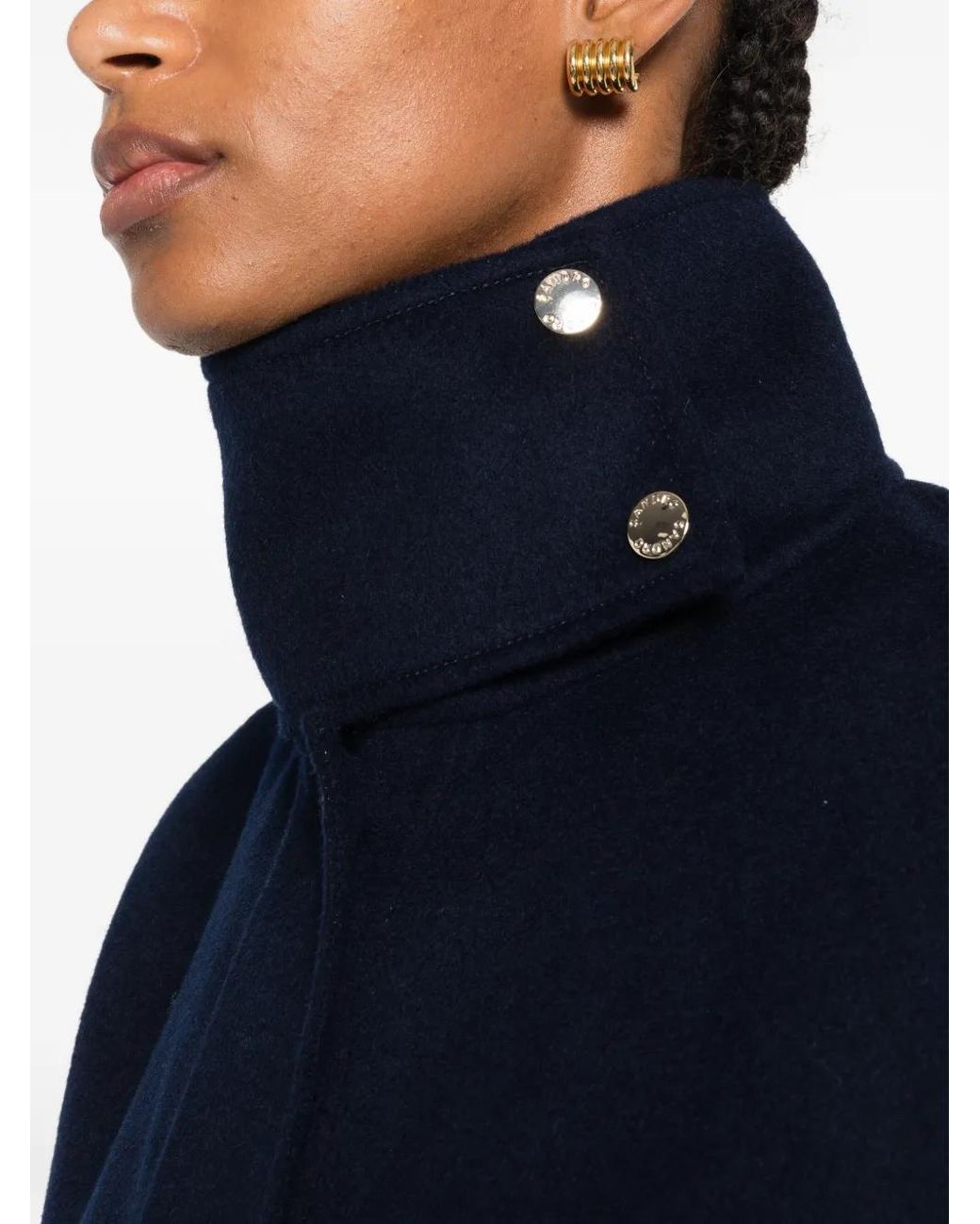 Sandro Blue Double-Faced Standing Collar Coat