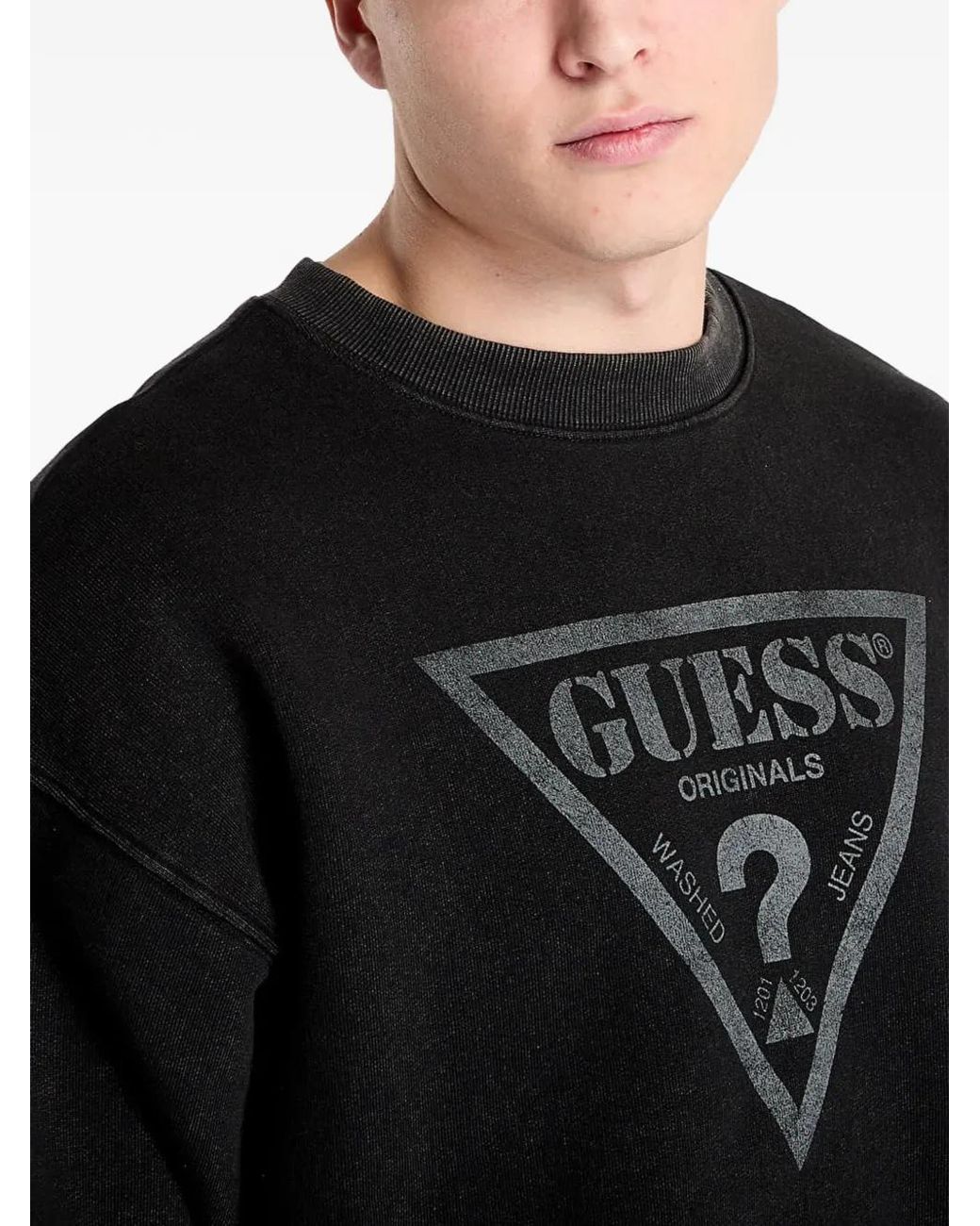Guess Black Logo-Print Sweatshirt for men