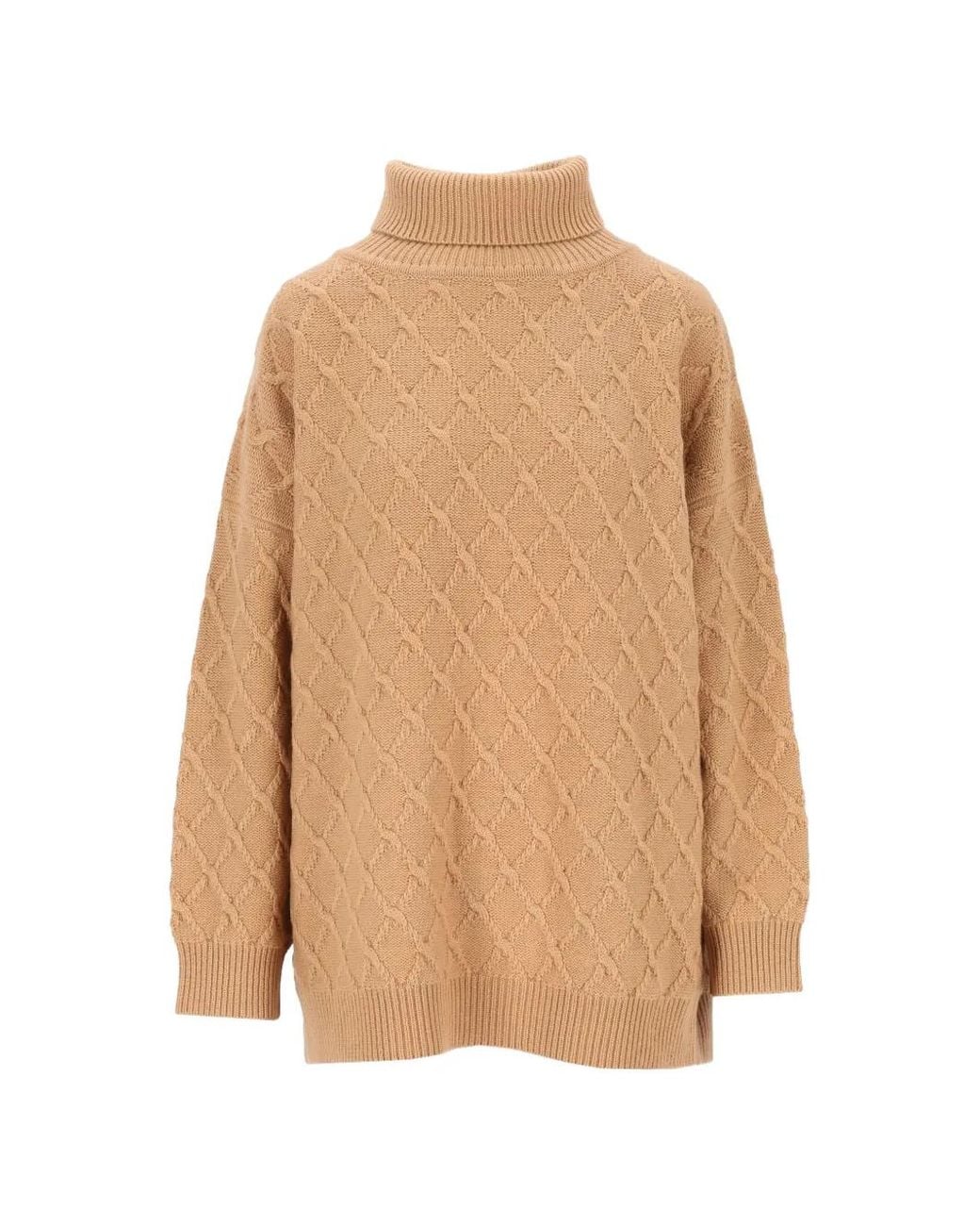 Max Mara Natural Oversized Diamond Wool And Cashmere Sweater
