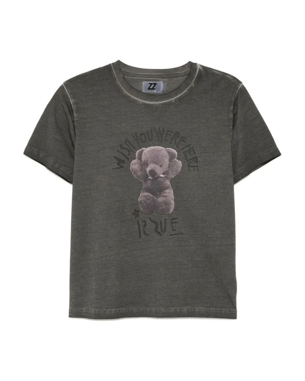 Izzue Gray Graphic-Print Cotton T-Shirt