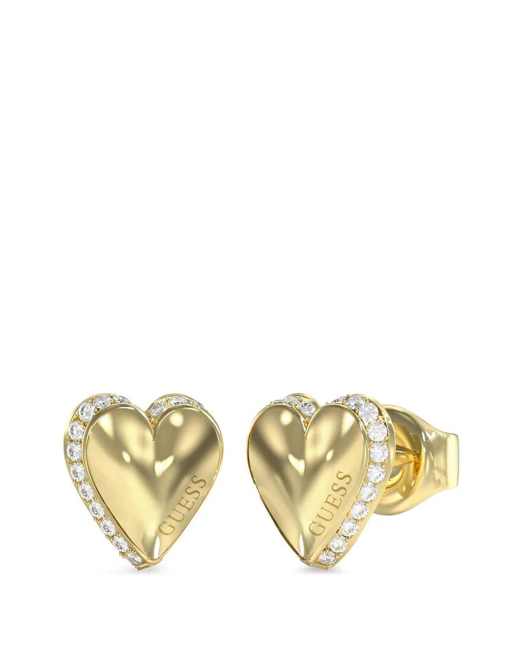 Guess Metallic By Your Side Heart-Motif Crystal-Embellished Earrings
