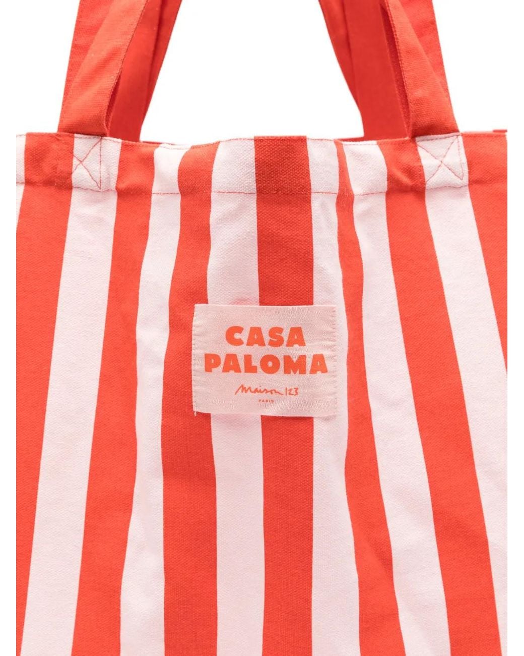 MAISON 123 Red Casa Paloma Striped Tote Bag