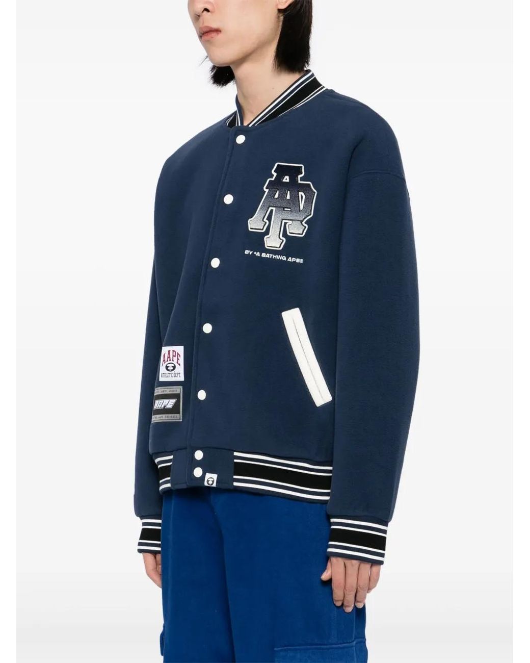Aape By A Bathing Ape Blue Logo Varsity Jacket for men