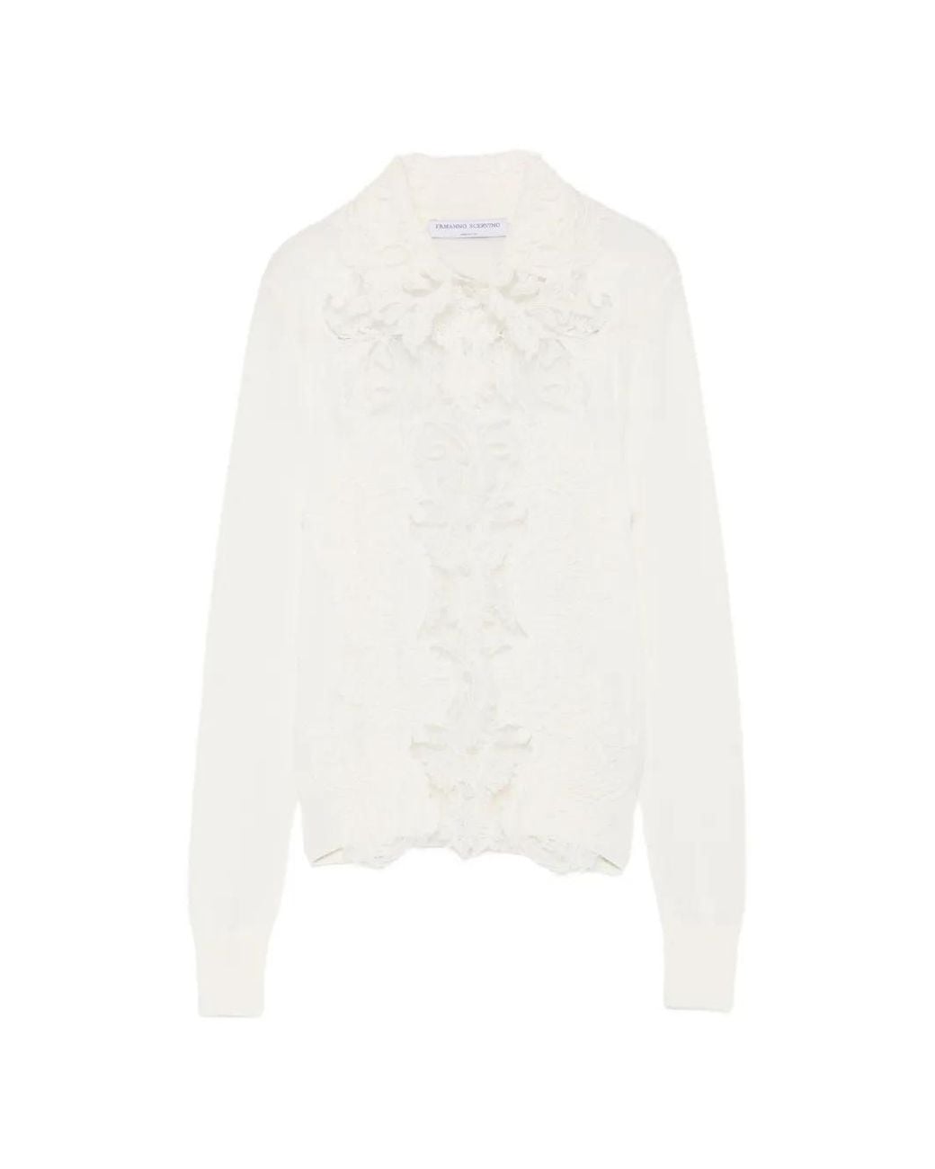 Ermanno Scervino White Lace-Panelled Cardigan